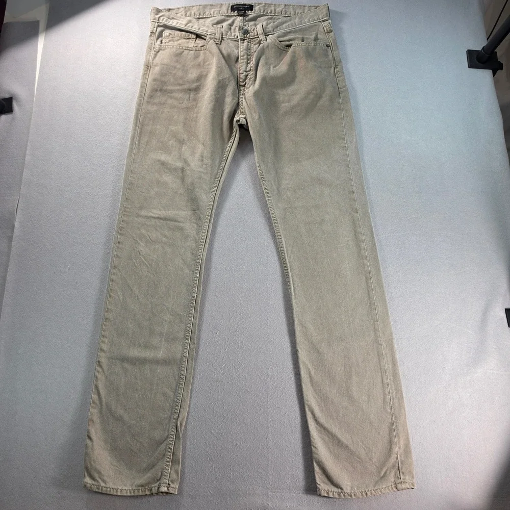Banana Republic Slim Fit Pants Mens 33x34 Khaki Beige Cotton Chino Casual Preppy